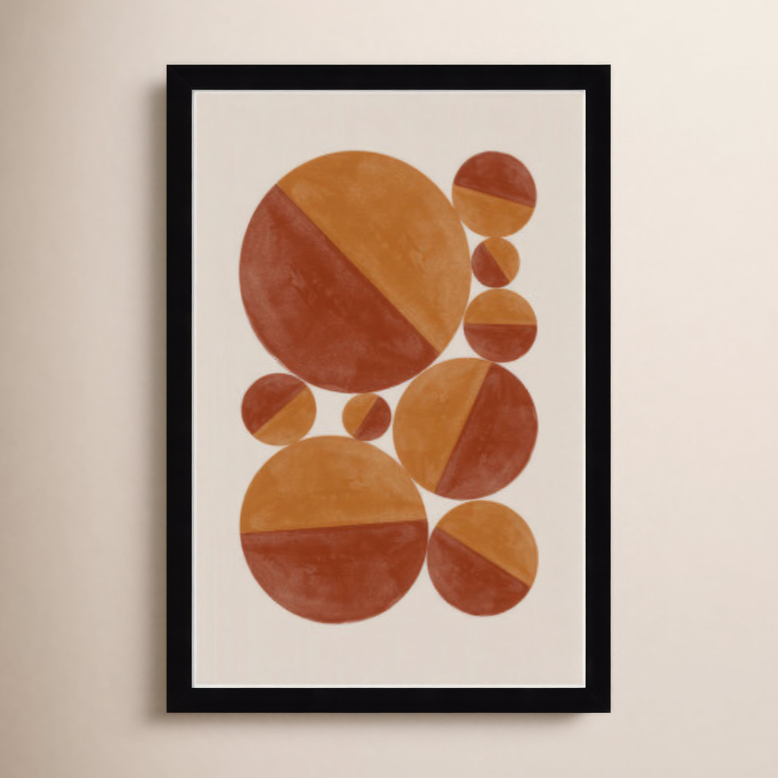 Paley "Burnt Orange Bols" Print, 21" H x 15" W, Black