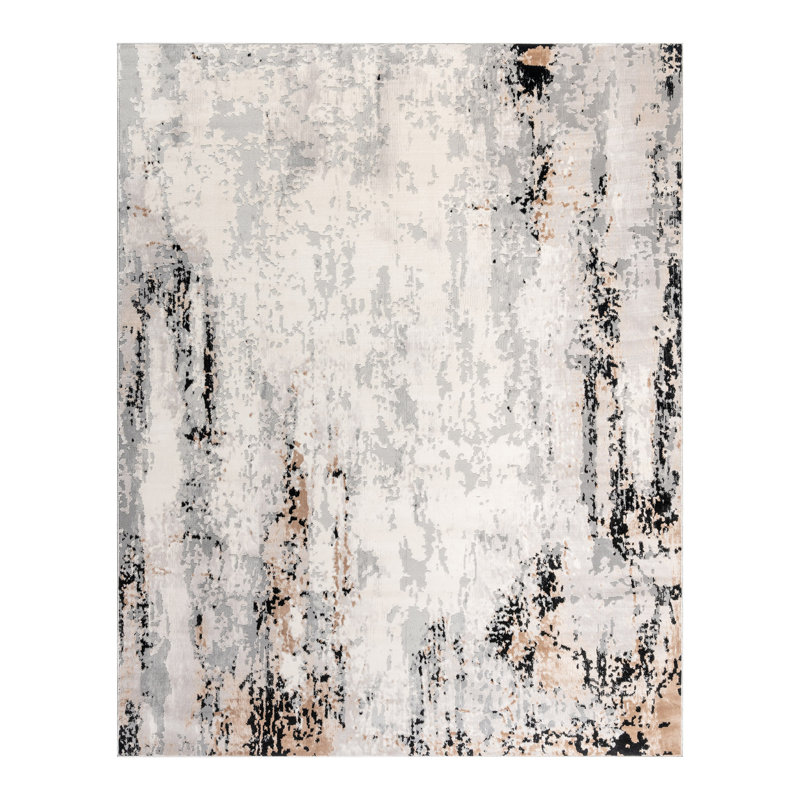 Tapis mauve à motif abstrait moderne et facile à entretenir Mickle Verano, Rectangle 6 pi 6 po x 9 pi