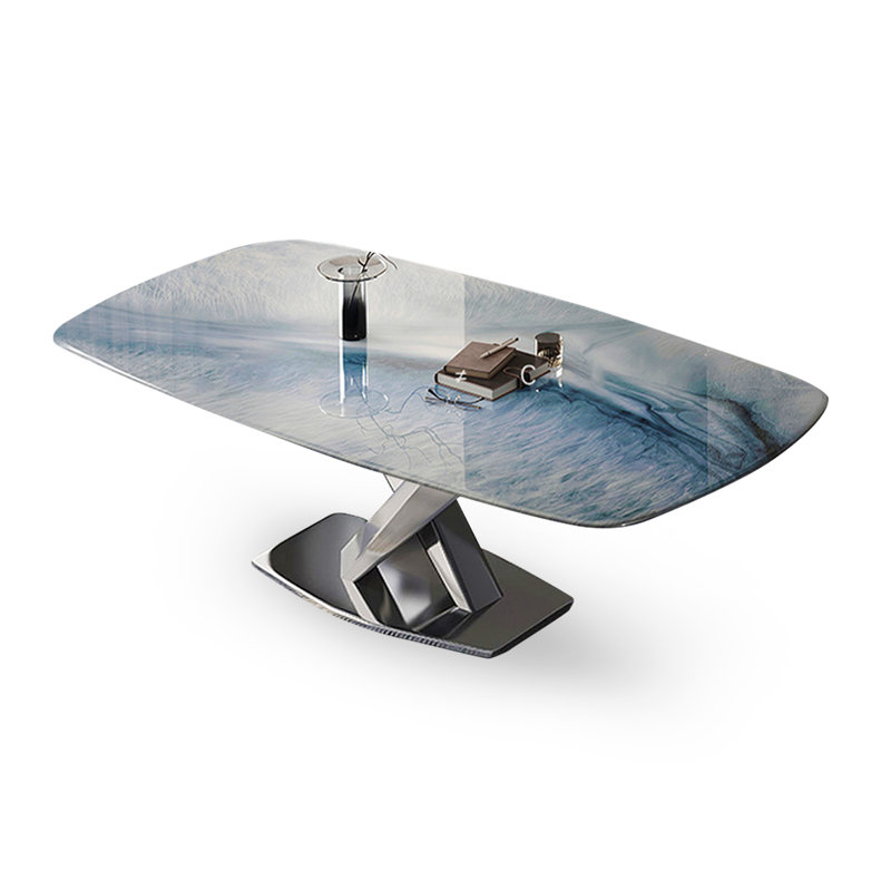 Picture colour Rectangular Glass-ceramics Dining Table, 29.72"H x 54.92"L x 31.3"W
