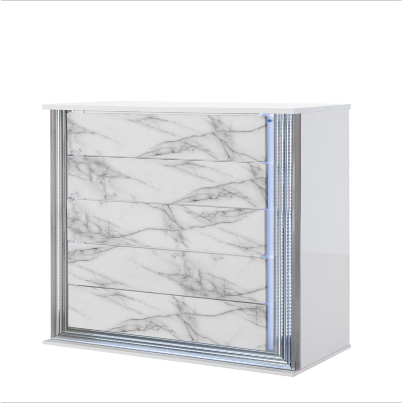 Commode en marbre blanc lune avec DEL