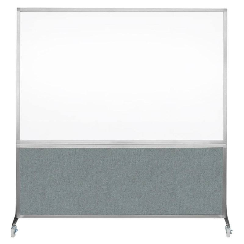Tableau blanc mobile 6 'de haut DivideWrite, Bleu-vert, H 72 po x l 72 po, Argent