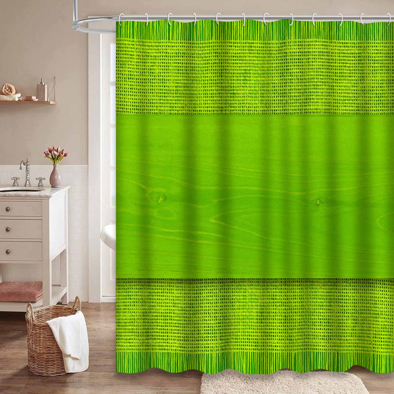 Rideau de douche vert en bois avec passe-tringle, L 72 po x l 78 po