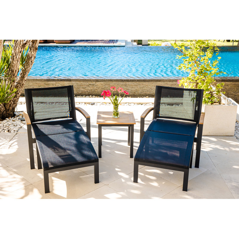 Tribeca Aluminum Sling Ottoman, Black