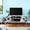 Meuble télé en miroir pour téléviseur de 65 pouces et plus, console de télévision avec rangement ouvert
