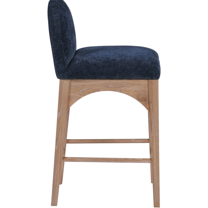 Waldorf Counter Stool, Natural, Navy Chenille