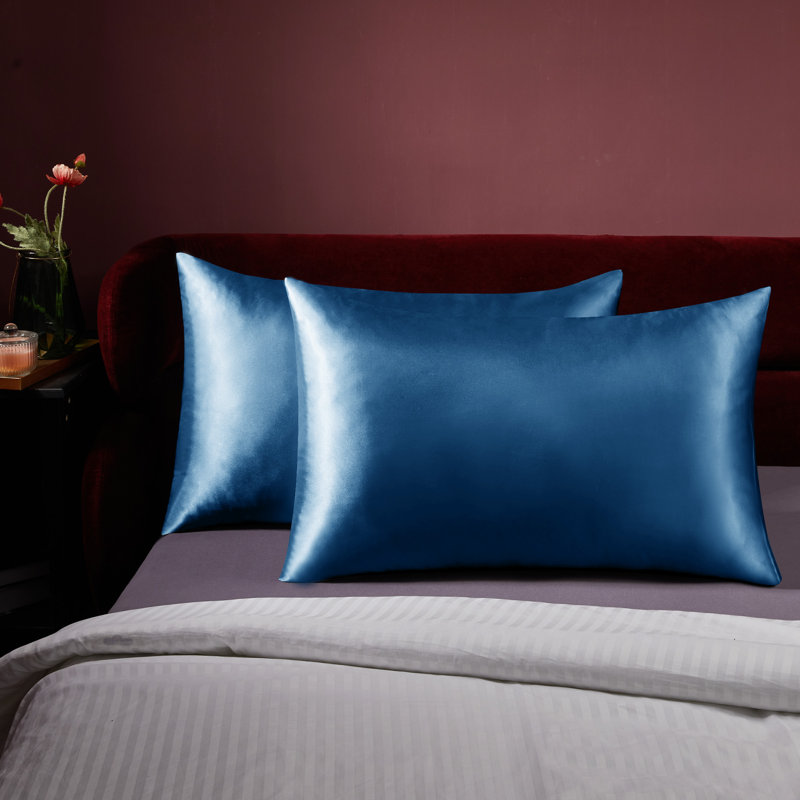 Silk Satin Soft Pillowcases 2 PCS(Cover Only), 20'' x 26'', Navy