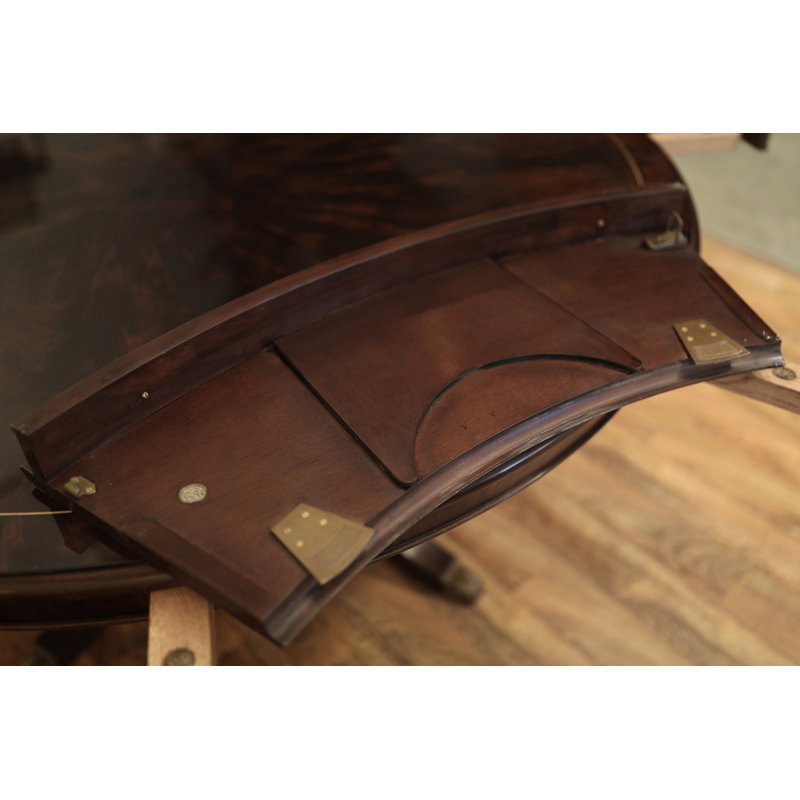 Large Dark Transitional Expandable Dining & Gaming Table With Perimeter Leaves and Leaf Storage Cabinets