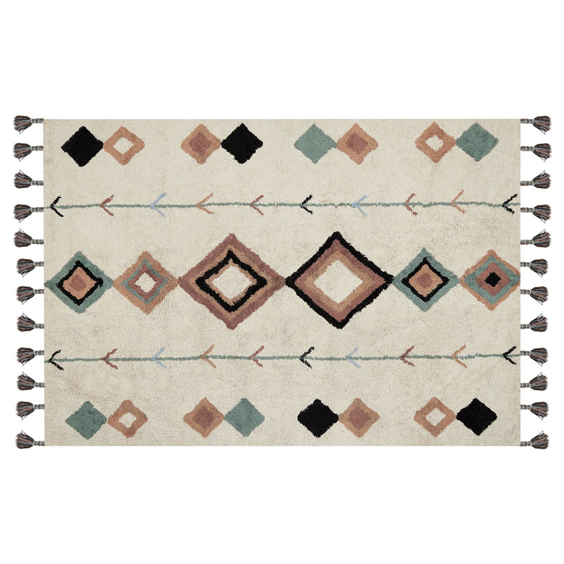 McLelland Geometric Cotton Hand Woven Area Rug, Rectangle 140 x 200cm