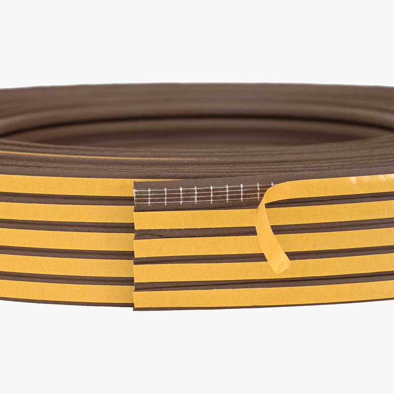 vidaXL Self-Adhesive Window Seal EPDM Foam Easy To Cut Grid-Pattern Strip Door, 0.8cm H x 5000cm W x 1.5cm D, Brown