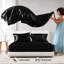 Ensemble de draps en satin de luxe 100% noir 4 pièces - froissé, lisse et doux pour la peau
