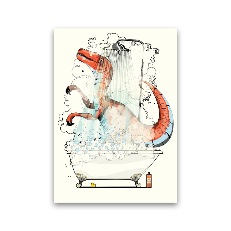 Velociraptor Bathroom - Print, No Framed, 30cm H x 21cm W x 1cm D