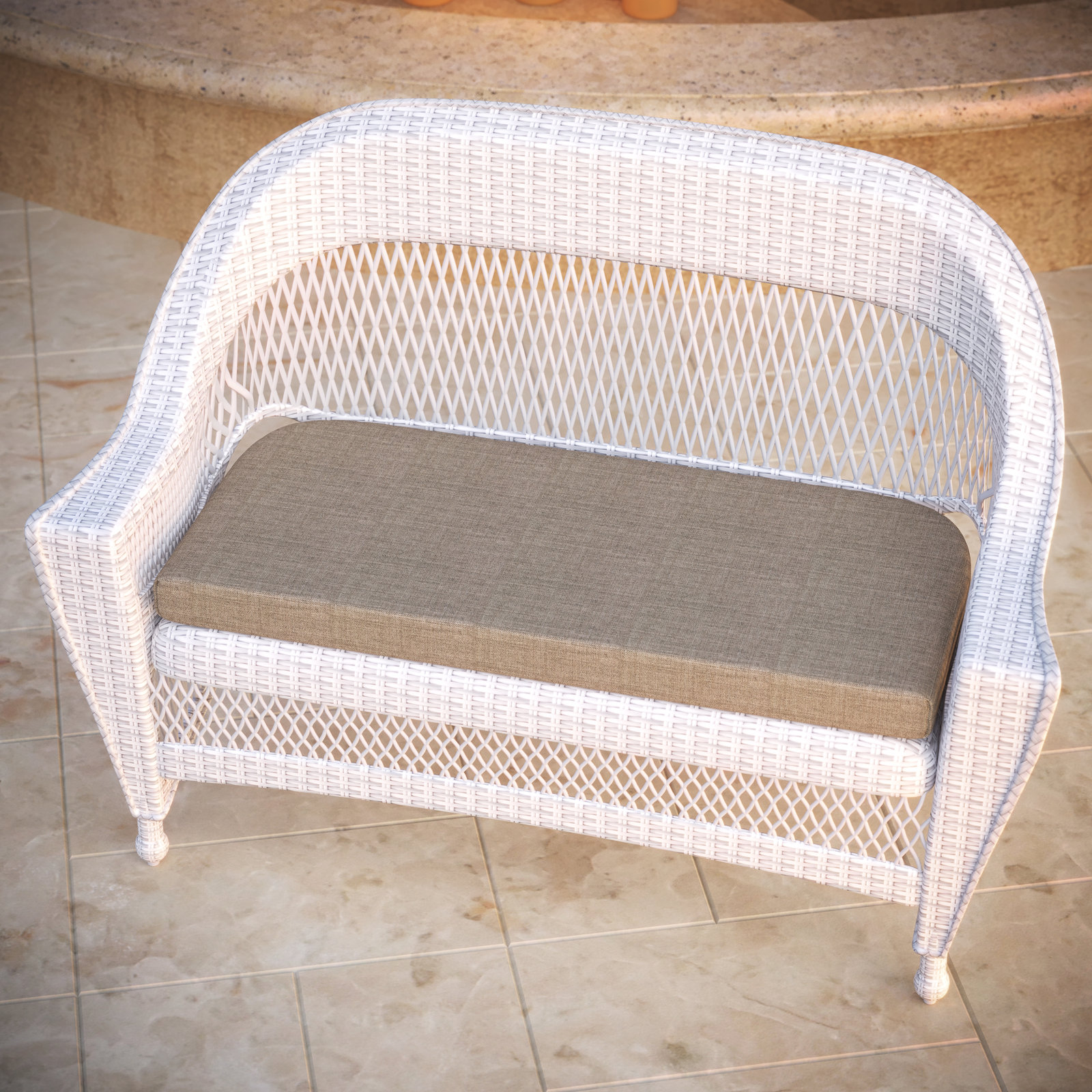 Sunbrella® Outdoor 3'' Bench Cushion, Cast Shale Sunbrella® Plainweave
