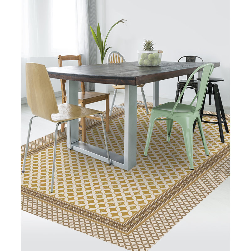 Burchette Vinyl Machine Printed 160cm X 240cm Area Rug