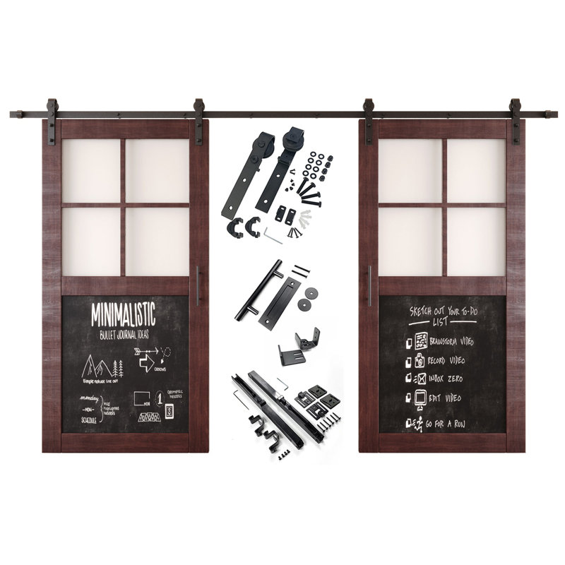 Portes de grange non assemblées et finies avec tableau noir en acajou double 32 po x 80 po Homacer, 32" X 80"