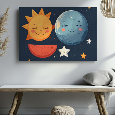 Wall Art Canvas Celestial Dreams Canvaswhimsical Sun Moon And Stars Ready To Hang Gallery Wrapped Home Decor Modern Design Premium Quality