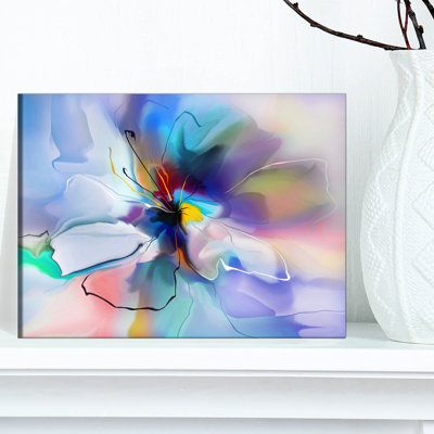 Fleur abstraite, création et impression bleue