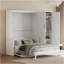 Grand lit escamotable mural avec placard, blanc