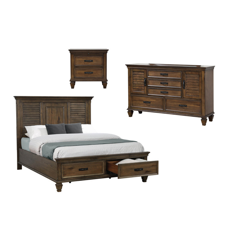 Ensemble de chambre à coucher avec commode 3 pièces Staats, Grand, Brun