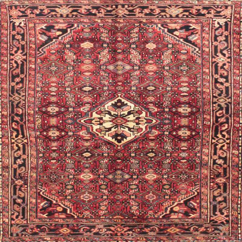Tapis rouge à motif sud-ouest, Carré 3 pi
