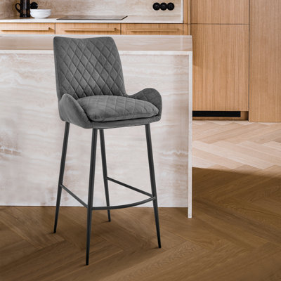 Tabouret de bar à hauteur de comptoir en métal noir mat Bronis? AW