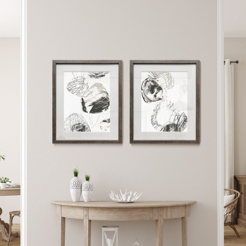 Scribble Stones II-ensemble de 2 reproductions d’art sur papier encadrée