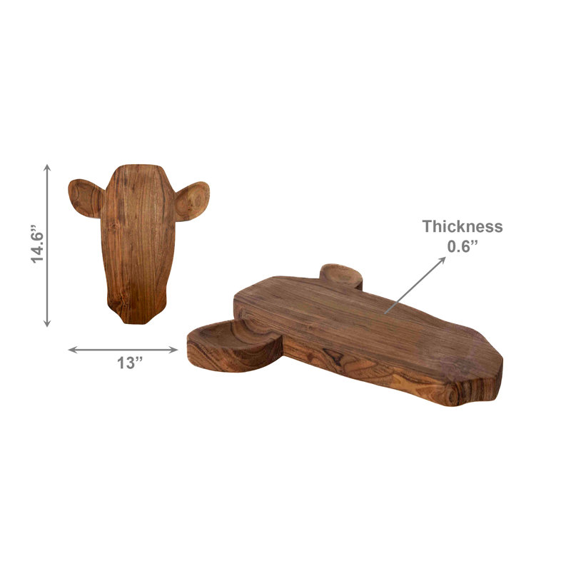 Tête de vache en bois d'acacia Marlee