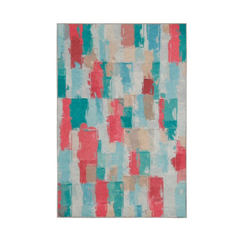 Soft Hall Carpet 2.6 x 4.9 Feet | 100% Polyester, 0.04 in Pile Height | Antibacterial, Non-Slip Underside | Woven with 3D Digital Printing | Machine Washable | Durable & Stylish for Entryways & Living Rooms