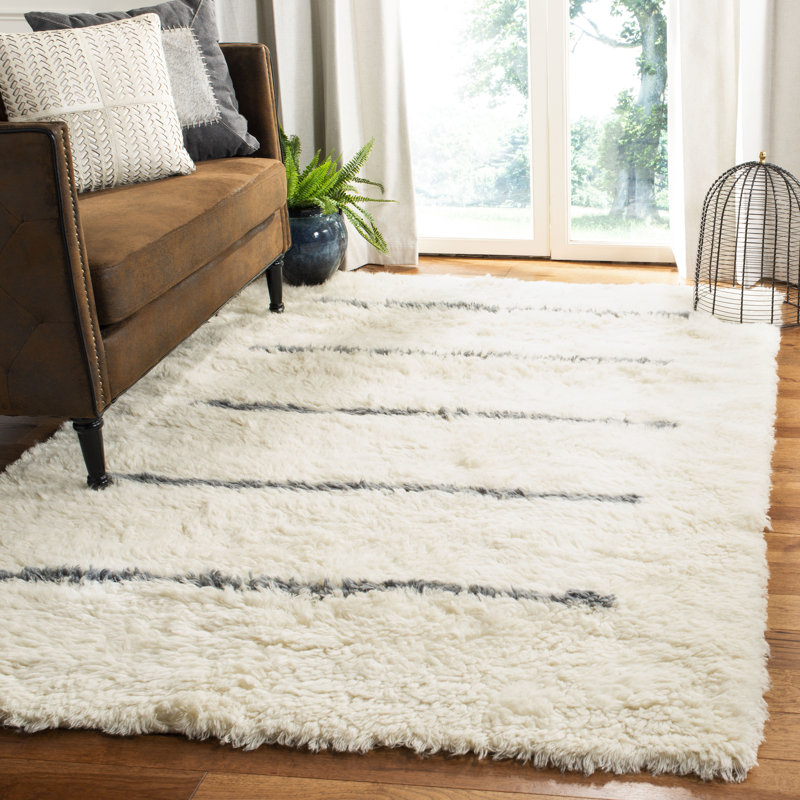 Jeffcoat Striped Wool Hand Woven Area Rug, Rectangle 183 x 274 cm