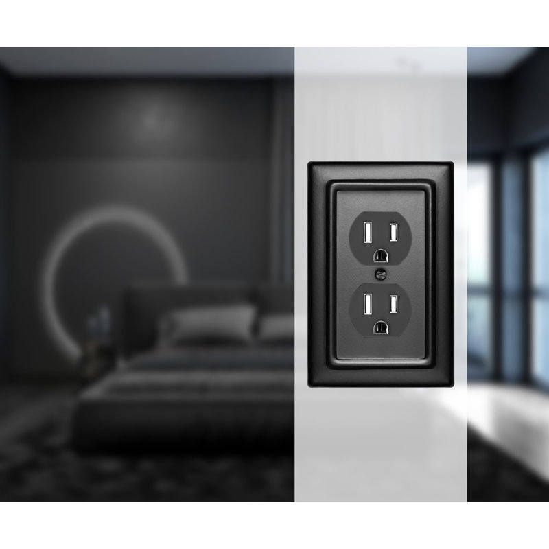 Architectural 1-Gang Duplex Outlet Standard Wall Plate, Matte Black, 1