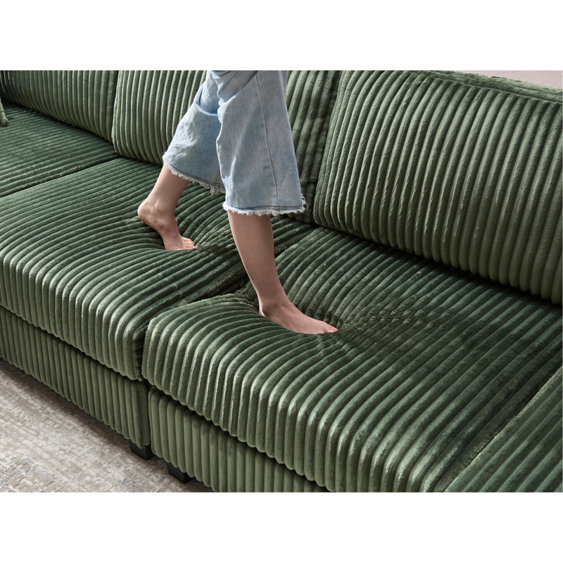 Canapé à deux places en velours côtelé doux et confortable, adapté aux salons, vert
