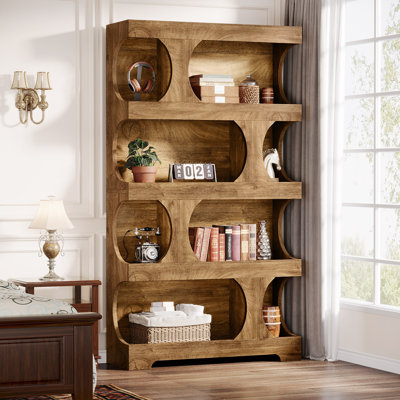 4-Tier Tall Bookcase, 70.9" Wooden Large Bookshelf, Jalal