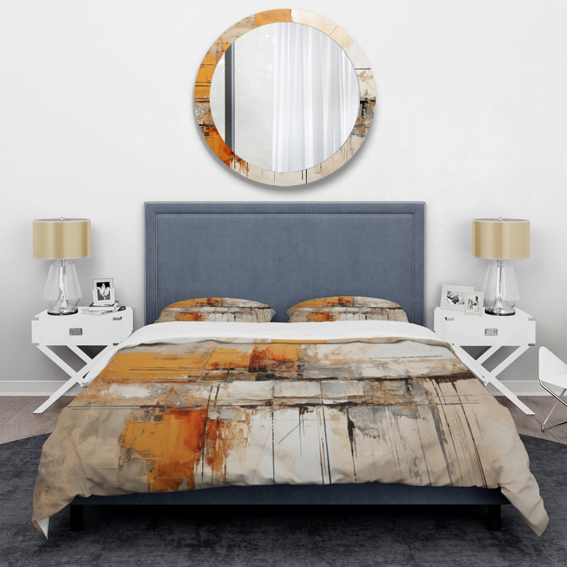 Ensemble de housse de couette Orange Impressions II - Abstract Collages - Microfibre de polyester