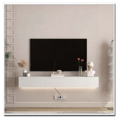 Floating TV Stand Wall Mounted with 16 Color LEDs,69" Modern TV Stand, Floating TV Cabinet Entertainment Center for 55 60 65 Inch TV