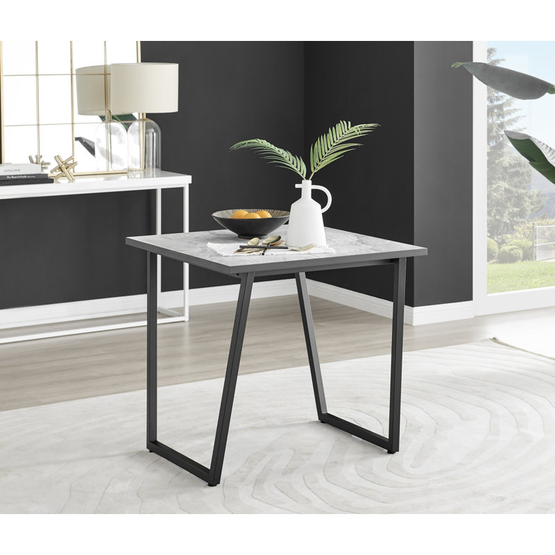 Sleek Industrial Design White Marble Effect Melamine Dining Table 80cm x 80cm