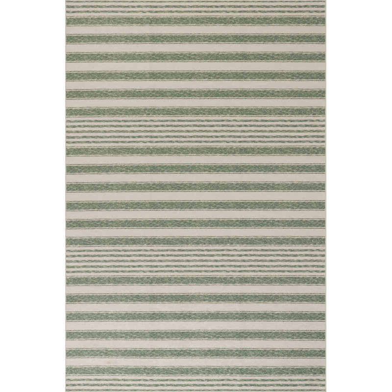 Xaren Coastal Striped Machine Washable Rug, Rectangle 9'6" x 13'6"