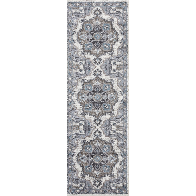 Honig Traditional Bordered Medallion Durable Performance Area Rug, Rectangle 2' x 6'