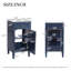 Ensemble de meuble-lavabo autoportant de 18 po avec lavabo en céramique, ensemble de meuble-lavabo simple autoportant avec porte à fermeture douce, tablette réglable, style français, pieds pleins-126232905