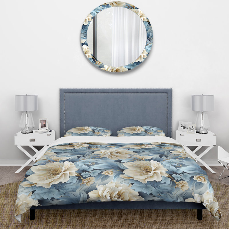 Ensemble de housse de couette Ethereal Rococo Flourish Victorian, Housse de couette pour grand lit et 2 taies décor