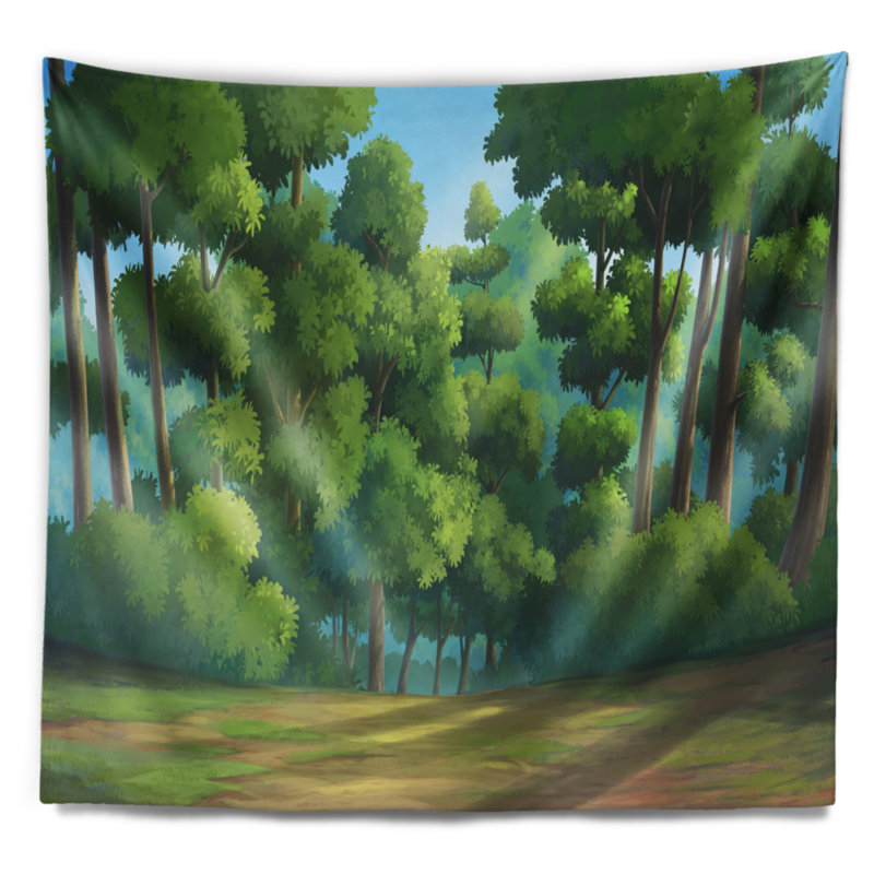 Tapisserie paysage paysage jungle verte avec des arbres denses, H 68 po x l 80 po