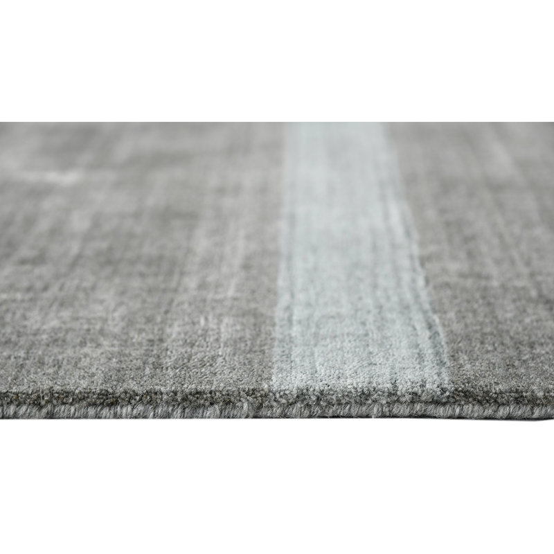 Ivory and Stripe Handmade Reversible Wool Viscose Rug, 4' x 6'