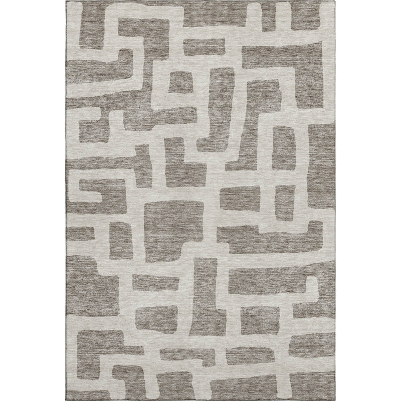 Premium Machine Washable Prisco Taupe Rug, Rectangle 10' x 14'