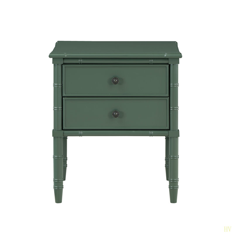 Table de chevet 2 tiroirs Emmett, Vert antique