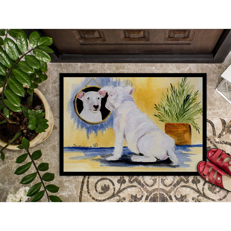 Tapis de porte intérieur anti-dérapant bull terrier, Rectangle 2 pi x 3 pi