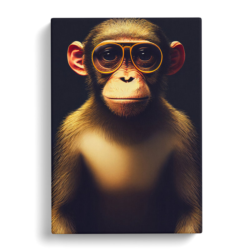 Monkey In Glasses No.3 - Wrapped Canvas, 50cm H x 35cm W x 3cm D