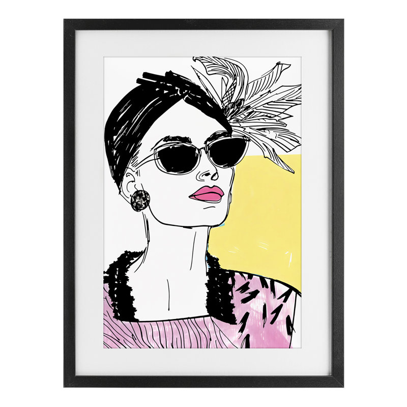 «The Rebel Muse», reproduction sous verre encadrée, design par Andrea Haase, H 20 po x l 14 po, Cadre noir minuit