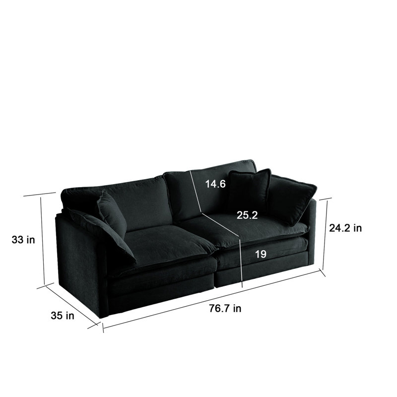 3 pièces en chenille noire. Oreillers inclus. Structure solide en bois massif, tissu, rembourrage en éponge. Divers agencements de sièges. Confortable et moderne. Étapes d'assemblage sans effort: élégance en chenille.