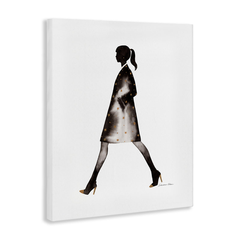 «Girl In Black Manteau Silhouette», conception par Simone Elum, H 20 po x l 16 po