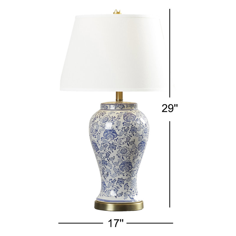 Ceramic Table Lamp, Blue/Off-White/Gold