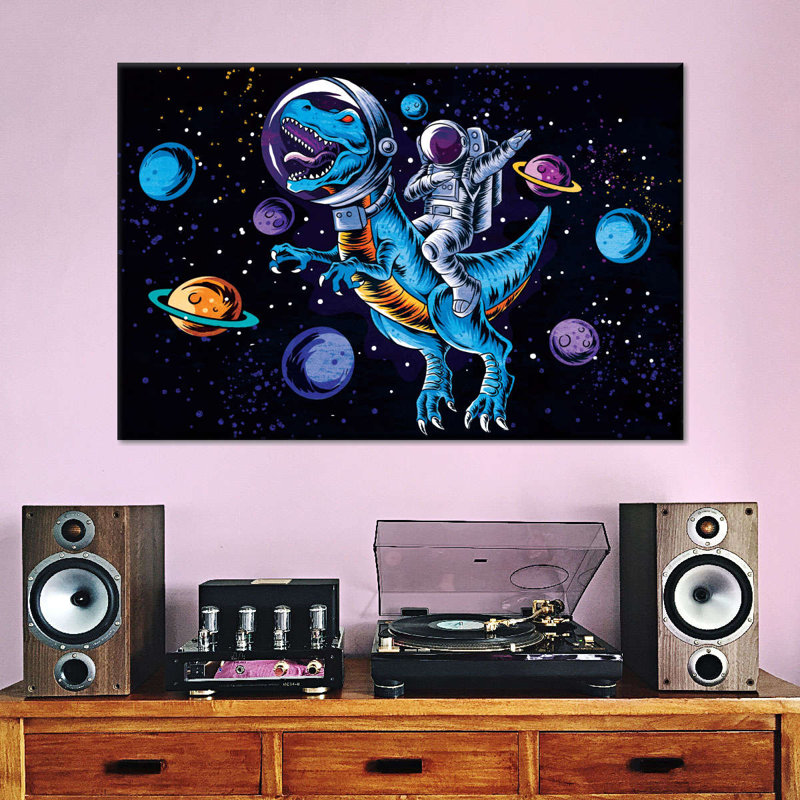 Space T Rex sur toile, H 8 po x l 12 po x P 1 po