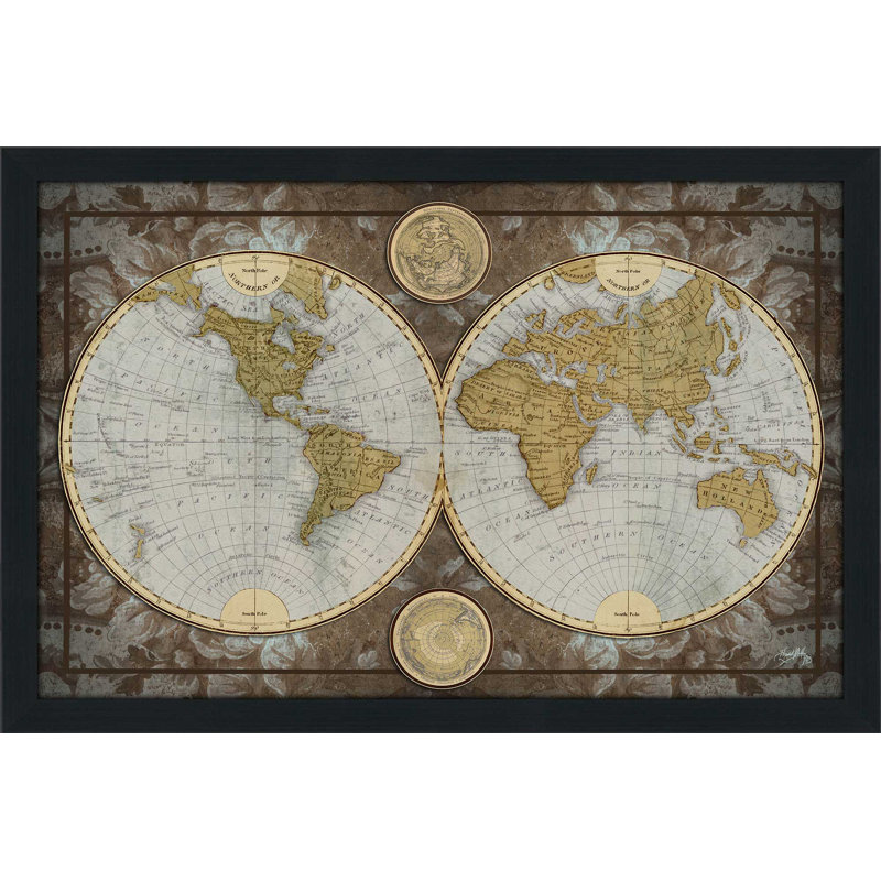 Carte du monde - impression encadrée, H 35,5 po x l 51,5 po x P 0,75 po